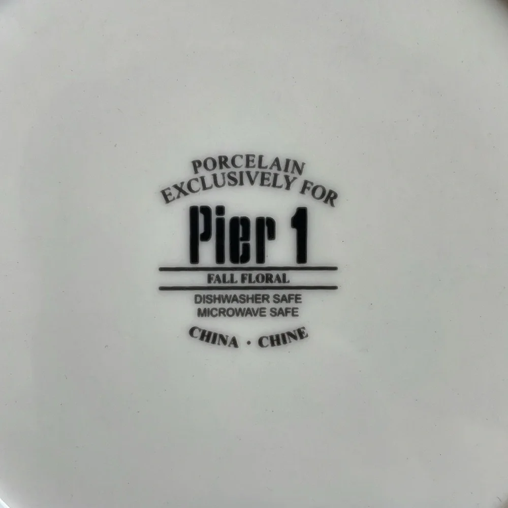 Pier 1 Fall Floral Collection Porcelain Salad  Bread Plates Set of 3 Mums 7.75”